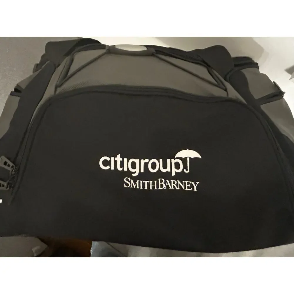 RARE Citigroup Smith Barney Bankers Tote Travel Gym Bag Duffel Black Grey